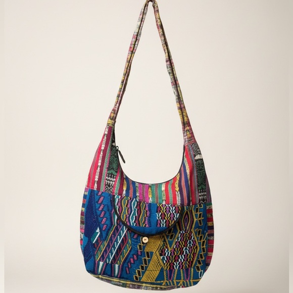 Vintage Boho Guatemalan Huipil Patchwork Hobo Bag - Embroidered Sling